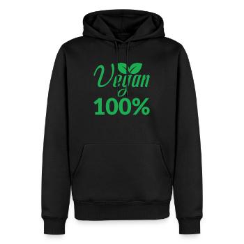 Vegan 100% - Sweat à capuche Premium bio Homme - noir - Devant - Nico (187cm)