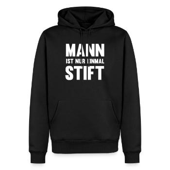 Mann ist nur einmal Stift - Männer Premium Bio Hoodie - Schwarz - Vorne - Nico (187cm)