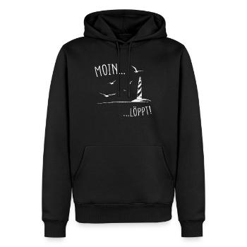 Moin Digga Löppt Norddeutschland Friese Spruch - Männer Premium Bio Hoodie - Schwarz - Vorne - Nico (187cm)