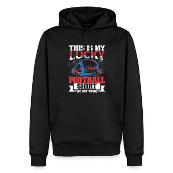 American This Is My Lucky Football - Men’s Premium Organic Hoodie - black - Front - Nico (187cm)