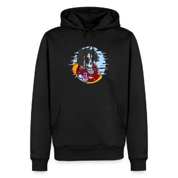 Piratenschädel relaxen - Männer Premium Bio Hoodie - Schwarz - Vorne - Nico (187cm)