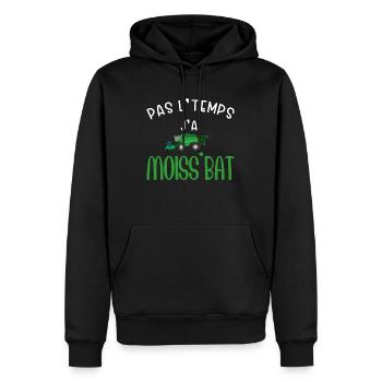 Pas le temps j ai moiss'bat cadeau agriculteur - Sweat à capuche Premium bio Homme - noir - Devant - Nico (187cm)