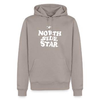 north side star - Sweat à capuche Premium bio Homme - taupe - Devant - Nico (187cm)