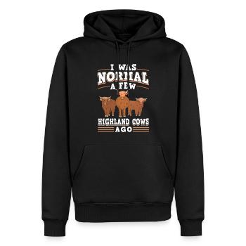 Vache bovine écossaise Highland - Sweat à capuche Premium bio Homme - noir - Devant - Nico (187cm)