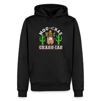 Vache bovine écossaise des Highlands - Sweat à capuche Premium bio Homme - noir - Devant - Nico (187cm)