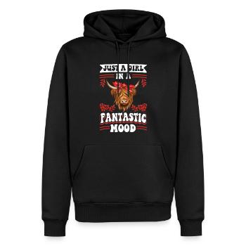 Vache bovine écossaise des Highlands - Sweat à capuche Premium bio Homme - noir - Devant - Nico (187cm)