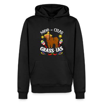 Vache bovine écossaise des Highlands - Sweat à capuche Premium bio Homme - noir - Devant - Nico (187cm)