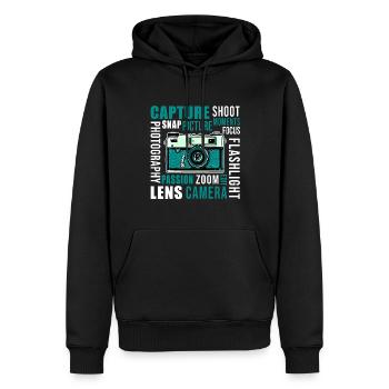 Photography Camera Lens Retro - Männer Premium Bio Hoodie - Schwarz - Vorne - Nico (187cm)