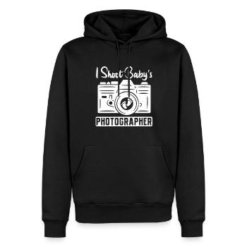 Photography Camera Lens I Shoot - Männer Premium Bio Hoodie - Schwarz - Vorne - Nico (187cm)