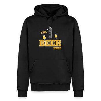Lustiger Spruch für Bier Fans Fill Beer Here - Männer Premium Bio Hoodie - Schwarz - Vorne - Nico (187cm)