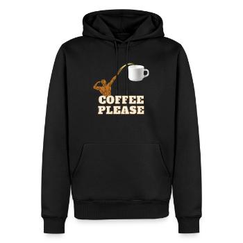 Coffee Please - Männer Premium Bio Hoodie - Schwarz - Vorne - Nico (187cm)
