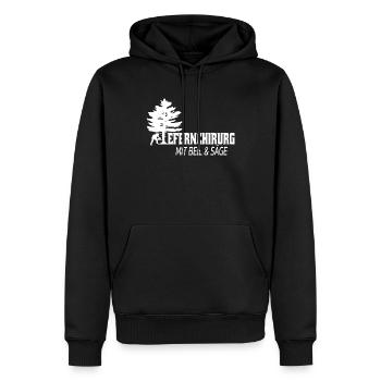 Kiefernchirurg Mit Beil Säge Waldarbeiter Humor - Männer Premium Bio Hoodie - Schwarz - Vorne - Nico (187cm)
