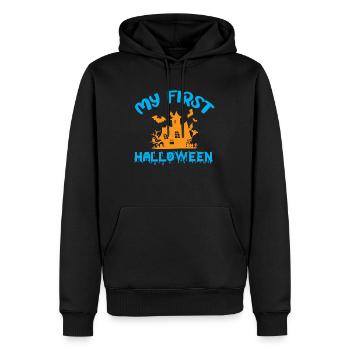 Mein erstes Halloween - Humor - Männer Premium Bio Hoodie - Schwarz - Vorne - Nico (187cm)