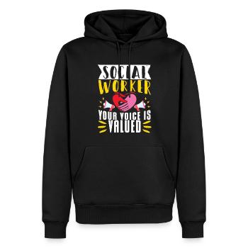 School Social Work Month Hands - Men’s Premium Organic Hoodie - black - Front - Nico (187cm)