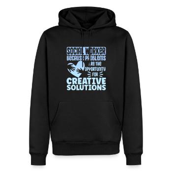 Mains du Mois du travail social à l’école - Sweat à capuche Premium bio Homme - noir - Devant - Nico (187cm)