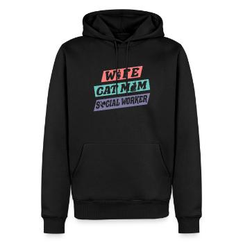 School Social Work Month Wife Cat - Männer Premium Bio Hoodie - Schwarz - Vorne - Nico (187cm)