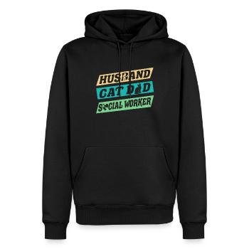 Mois du travail social à l’école Mari - Sweat à capuche Premium bio Homme - noir - Devant - Nico (187cm)