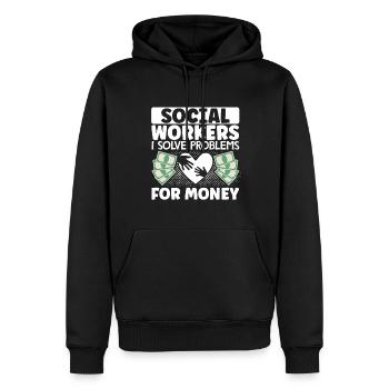 Mois du travail social à l’école Social - Sweat à capuche Premium bio Homme - noir - Devant - Nico (187cm)