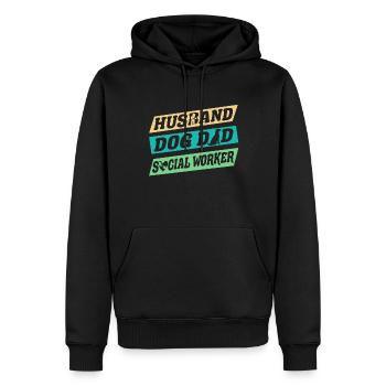 Mois du travail social à l’école Mari - Sweat à capuche Premium bio Homme - noir - Devant - Nico (187cm)