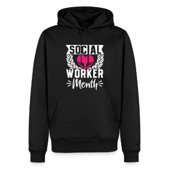 Mois du travail social à l’école Cœur - Sweat à capuche Premium bio Homme - noir - Devant - Nico (187cm)