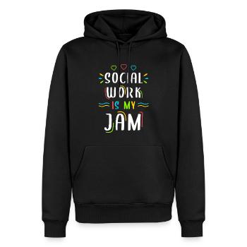 Mois du travail social à l’école Social - Sweat à capuche Premium bio Homme - noir - Devant - Nico (187cm)