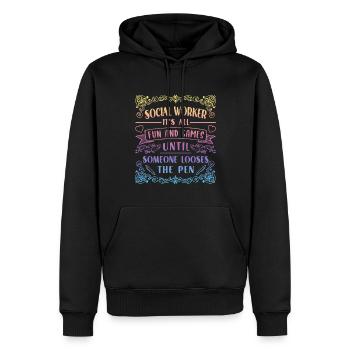 School Social Work Month - Men’s Premium Organic Hoodie - black - Front - Nico (187cm)
