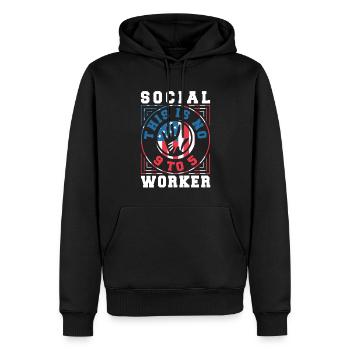School Social Work Month Hands - Men’s Premium Organic Hoodie - black - Front - Nico (187cm)
