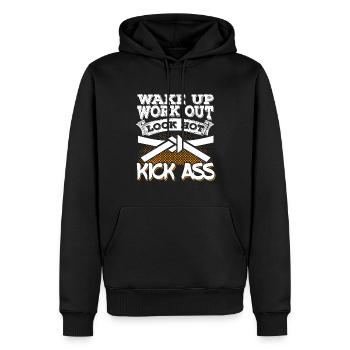 Karate Black Belt Gi Uniform Wake - Männer Premium Bio Hoodie - Schwarz - Vorne - Nico (187cm)