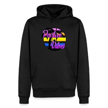 Ondes positives - Sweat à capuche Premium bio Homme - noir - Devant - Nico (187cm)