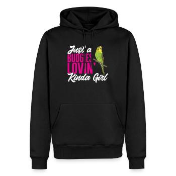 Budgerigar Parakeet Bird Pet Gift - Men’s Premium Organic Hoodie - black - Front - Nico (187cm)