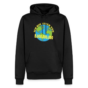 Ich bin einer von 8 000 000 000 Acht Milliarden - Männer Premium Bio Hoodie - Schwarz - Vorne - Nico (187cm)