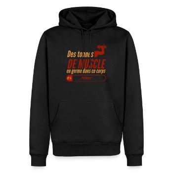Des tonnes de muscle en germe dans ce corps - Sweat à capuche Premium bio Homme - noir - Devant - Nico (187cm)
