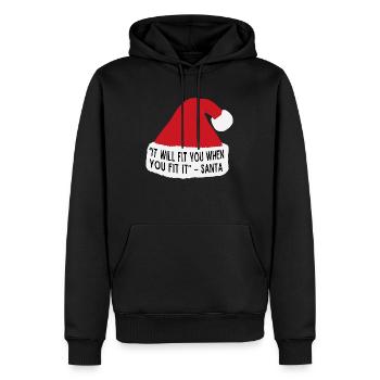 Pull de Noël - Sagesse - Père Noël - Sweat à capuche Premium bio Homme - noir - Devant - Nico (187cm)