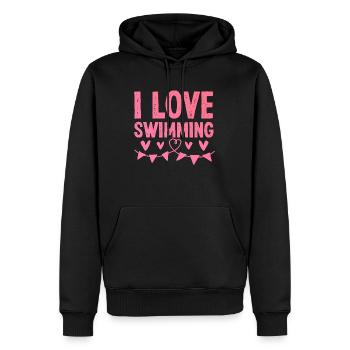 Ich liebe Schwimmen - Männer Premium Bio Hoodie - Schwarz - Vorne - Nico (187cm)