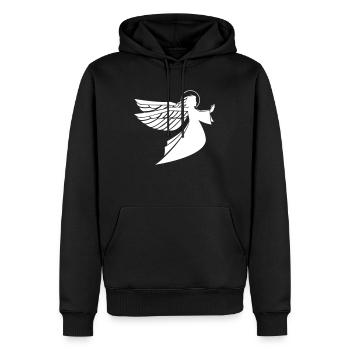 Engel weiß - Männer Premium Bio Hoodie - Schwarz - Vorne - Nico (187cm)