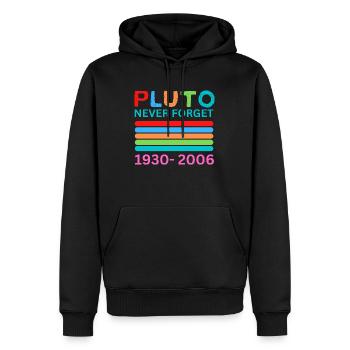 Pluto Never Forget Retro Space Science Pluto Desig - Men’s Premium Organic Hoodie - black - Front - Nico (187cm)