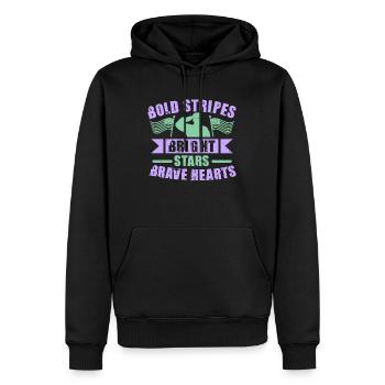 RAYURES AUDACIEUSES ÉTOILES BRILLANTES CŒURS COURAGEUX - Sweat à capuche Premium bio Homme - noir - Devant - Nico (187cm)