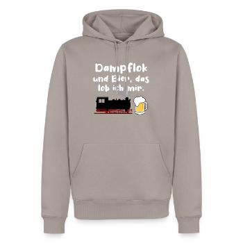 Eisenbahn Dampflok Bier Eisenbahner Zug - Männer Premium Bio Hoodie - Taupe - Vorne - Nico (187cm)