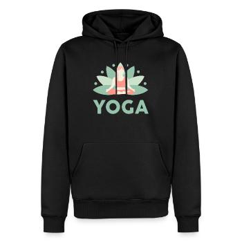 Yoga Meditation Lotusblüte Ruhe Entspannung Freude - Männer Premium Bio Hoodie - Schwarz - Vorne - Nico (187cm)