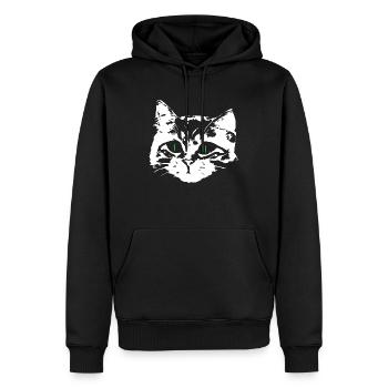 Verliebte Katze im Gesicht - Männer Premium Bio Hoodie - Schwarz - Vorne - Nico (187cm)