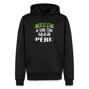 J'ai un secret Grand père - Grandfather - Sweat à capuche Premium bio Homme - noir - Devant - Nico (187cm)