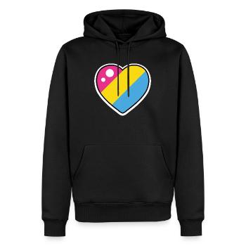 Heart (Pansexual Flag) - Men’s Premium Organic Hoodie - black - Front - Nico (187cm)