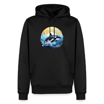 Süßes Orca Meer Delfin Design - Männer Premium Bio Hoodie - Schwarz - Vorne - Nico (187cm)