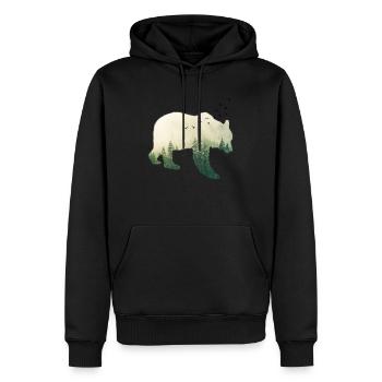 Ours Foret - Sweat à capuche Premium bio Homme - noir - Devant - Nico (187cm)