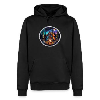 Camping, Zelt und Lagerfeuer - Männer Premium Bio Hoodie - Schwarz - Vorne - Nico (187cm)