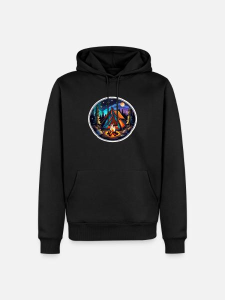 Camping, tent and campfire - Men’s Premium Organic Hoodie - black
