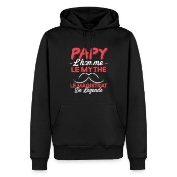 Papy Le Magistrat De Légende Cadeau Humour - Sweat à capuche Premium bio Homme - noir - Devant - Nico (187cm)