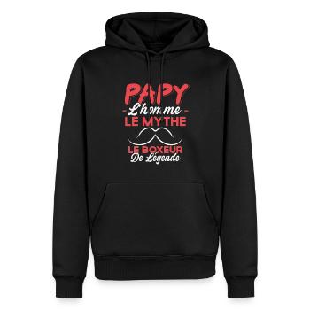 Papy Le Boxeur De Légende Cadeau Boxeur Humour - Sweat à capuche Premium bio Homme - noir - Devant - Nico (187cm)