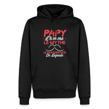 Papy Le Parapentiste De Légende Cadeau Parapente - Sweat à capuche Premium bio Homme - noir - Devant - Nico (187cm)