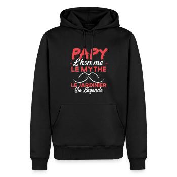 Papy Le Jardinier Légende Cadeau Jardinage Humour - Sweat à capuche Premium bio Homme - noir - Devant - Nico (187cm)
